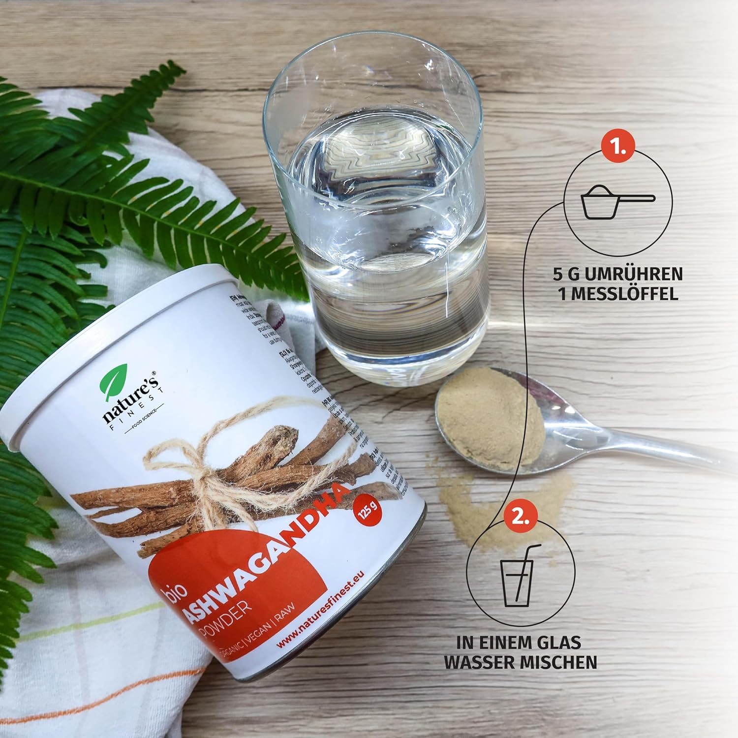 Nature's Finest I Ashwagandha-Pulver Bio für Entspannung, Stressschutz & Energie