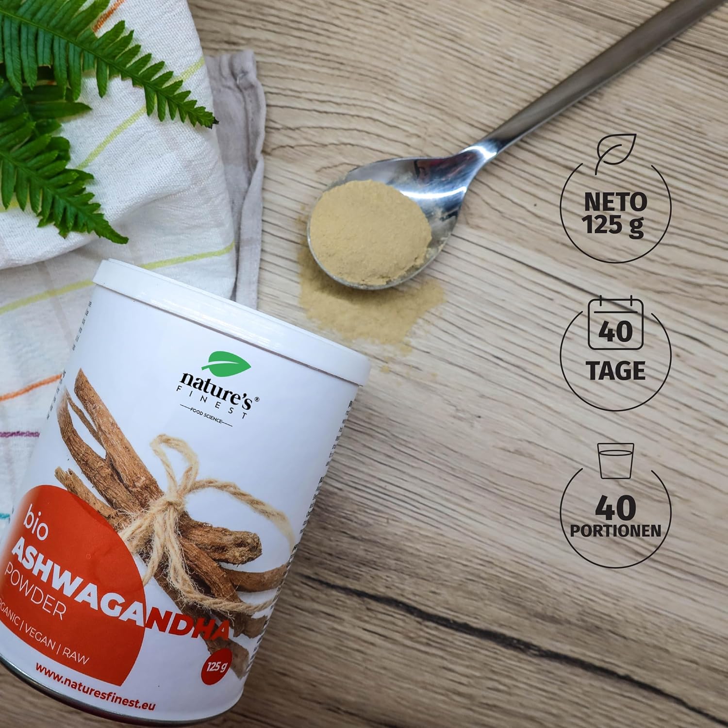 Nature's Finest I Ashwagandha-Pulver Bio für Entspannung, Stressschutz & Energie