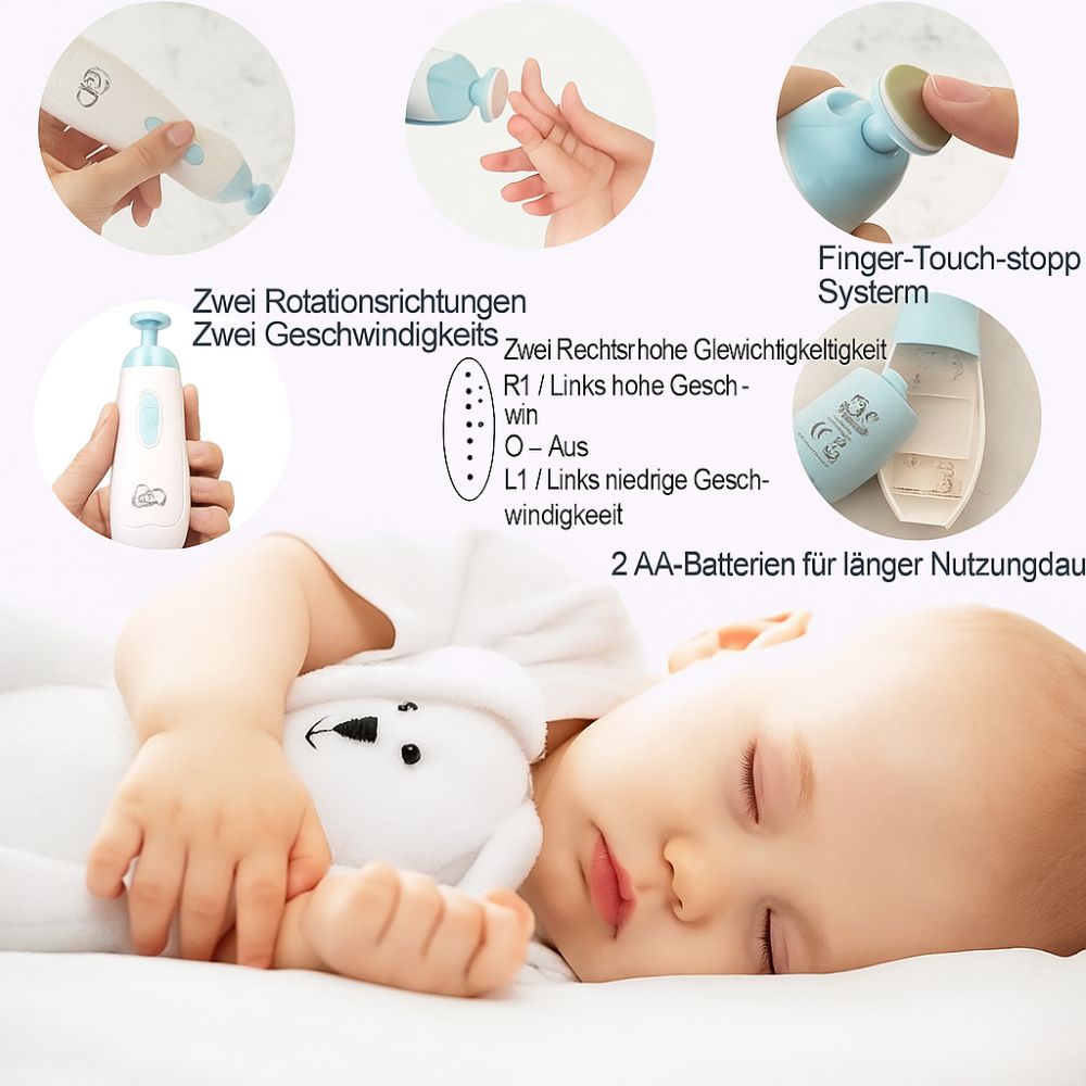 Royal Angels | Baby-Nagelfeile 21 in 1 inklusive 13 Ersatzwerkzeugen - Blau / Rosa