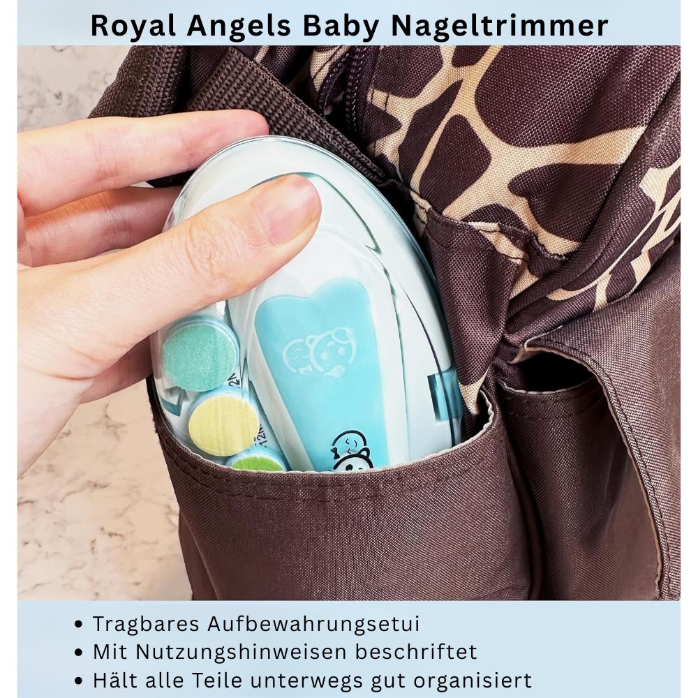 Royal Angels | Baby-Nagelfeile 21 in 1 inklusive 13 Ersatzwerkzeugen - Blau / Rosa