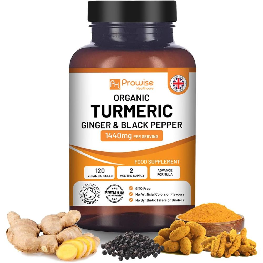 Prowise Healthcare | Kurkuma 1440 mg mit Schwarzem Pfeffer und Ingwer - 120 vegane Kapseln