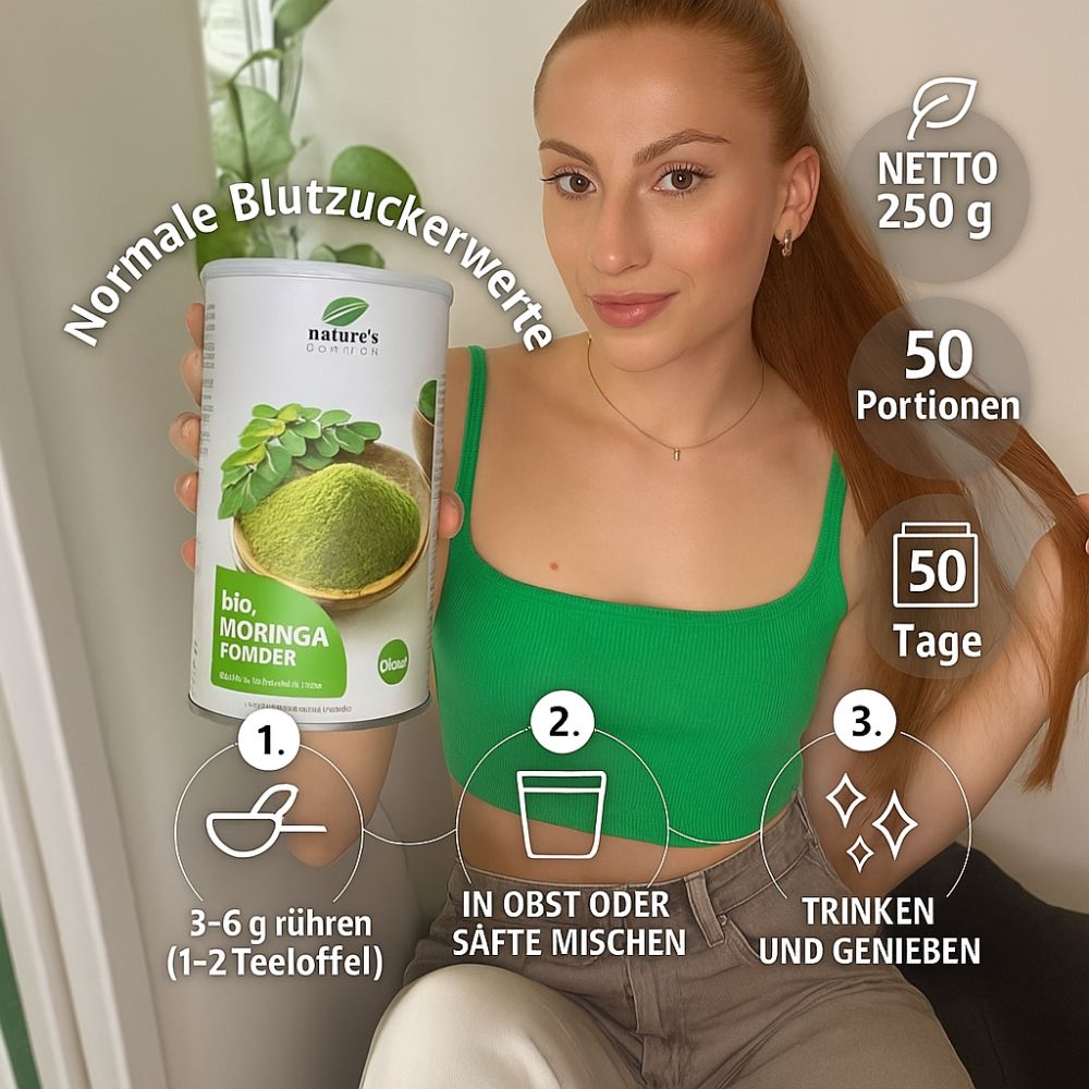 Nature's Finest | Bio Moringa Pulver für Blutzucker, Verdauung & Vitalität