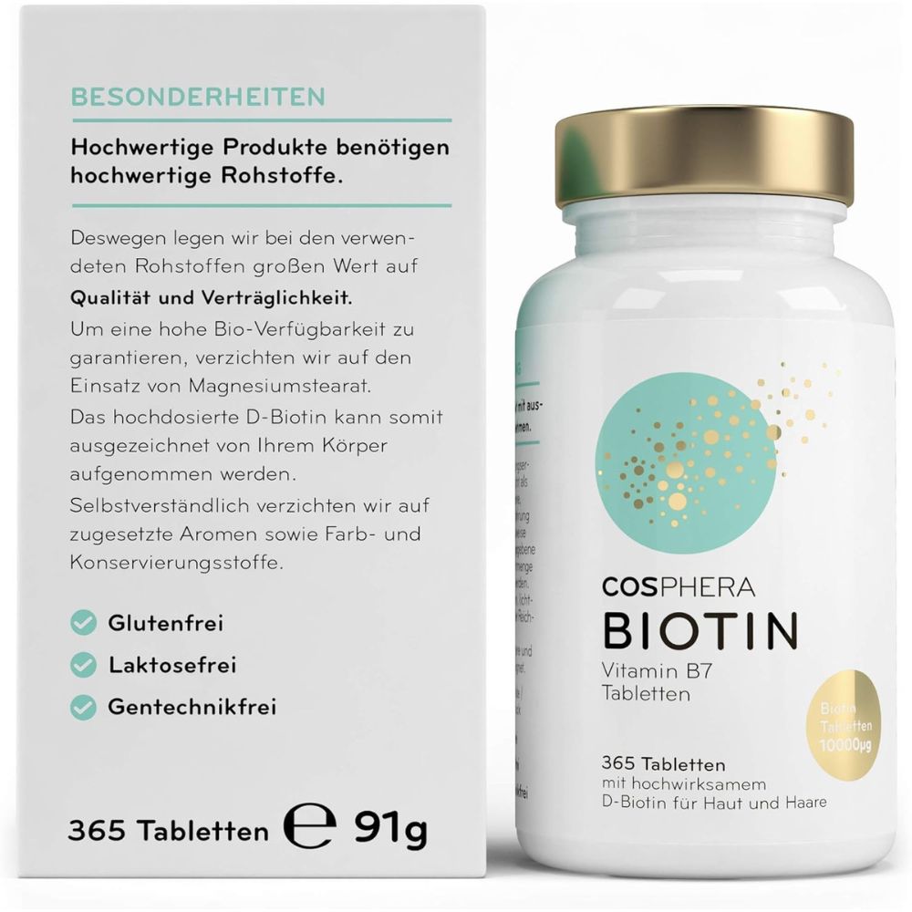 Cosphera | Biotin Tabletten für Haut und Haare - 365 Stück
