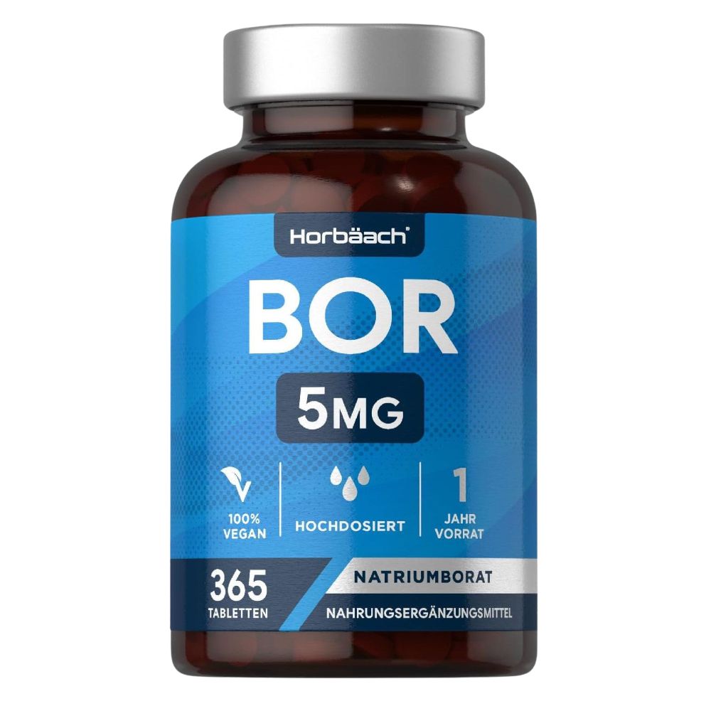 Horbäach | Boron 5mg - 1 Jahr Vorrat - 365 Vegane Tabletten - Hochdosiert
