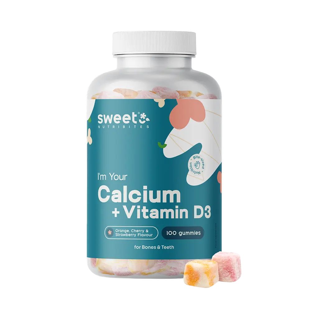 Sweet Nutribites | Calcium + Vitamin D3 – Gummibonbons für Muskeln, Knochen und Zähne - 100 Gummibonbons