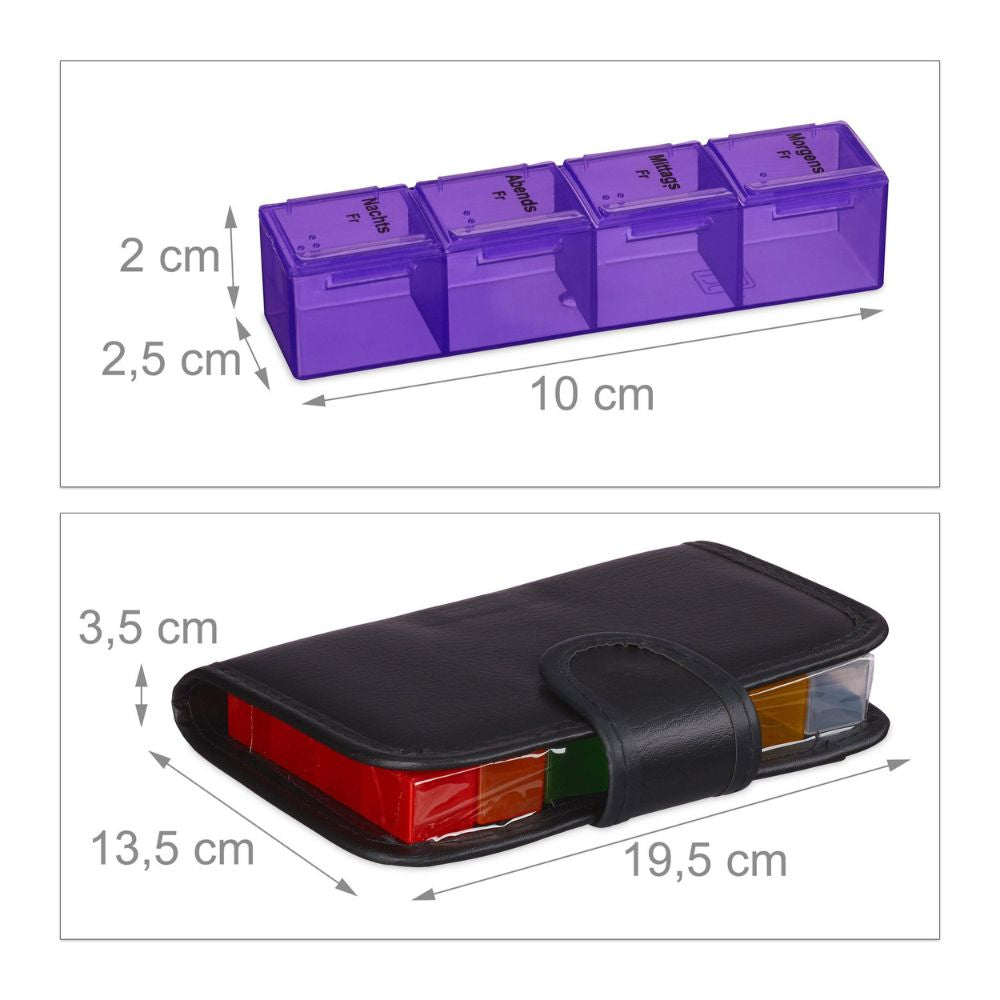 Cepewa | Tablettenbox 2 Wochenplaner im schwarzen Premium Tablettenetui