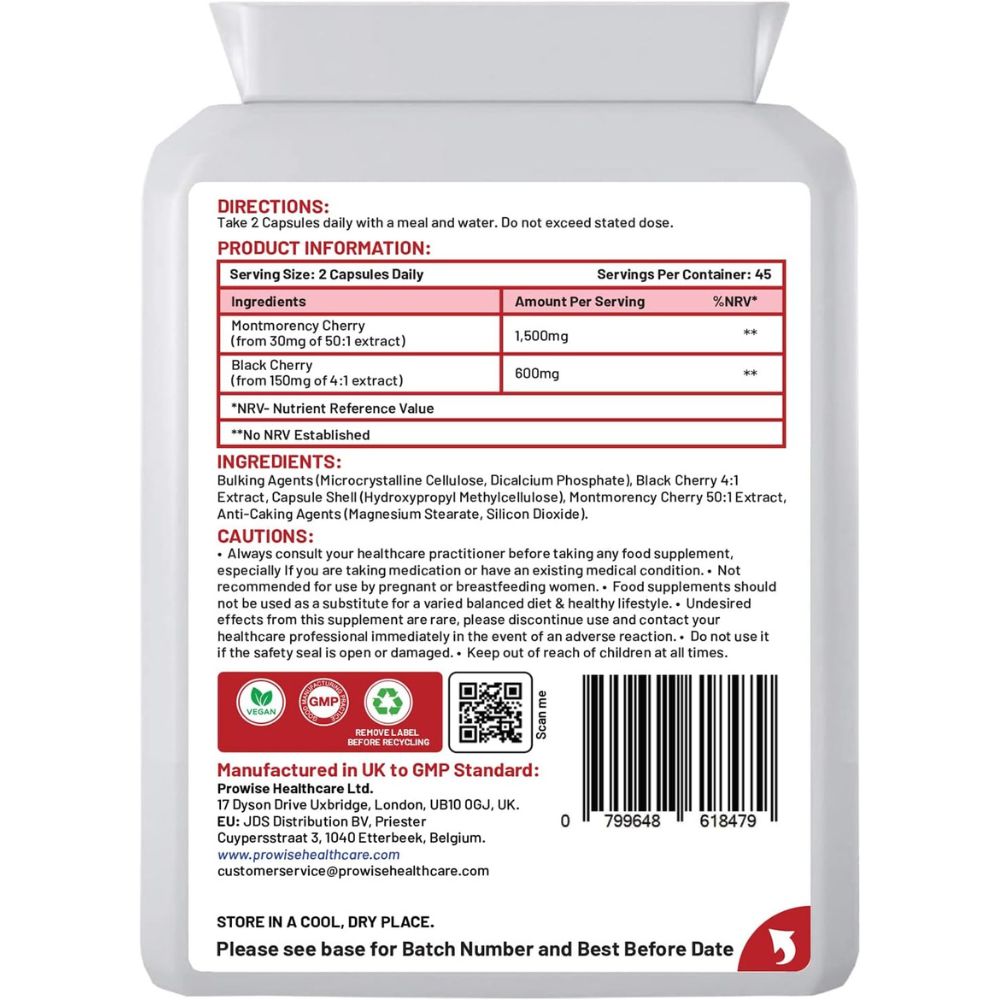 Prowise Healthcare Cherry Max+ 2100 mg Montmorency Cherry – 90 Kapseln
