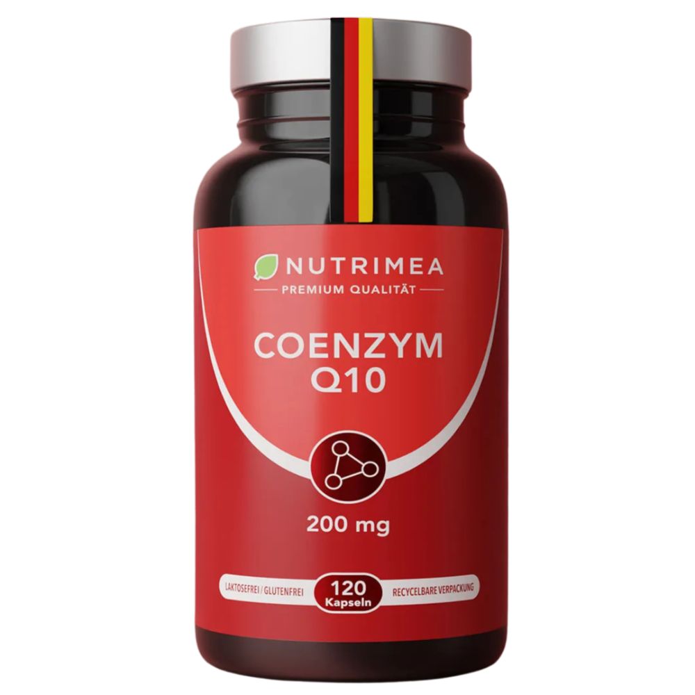 Nutrimea PREMIUM COENZYM Q10 Hochdosiert | 120 Vegane Kapseln für 2 Monatskur | 200 mg Tagesdosis Natürliches Q10