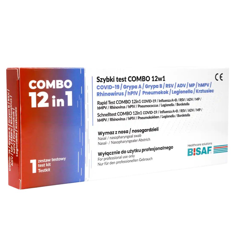 BISAF | 12in1 Test COVID‑19, Influenza, RSV, ADV, hMPV, RhV, hPIV, MP, LP, Pneumokokken, KeuchhustenGratis Nanovio FFP2