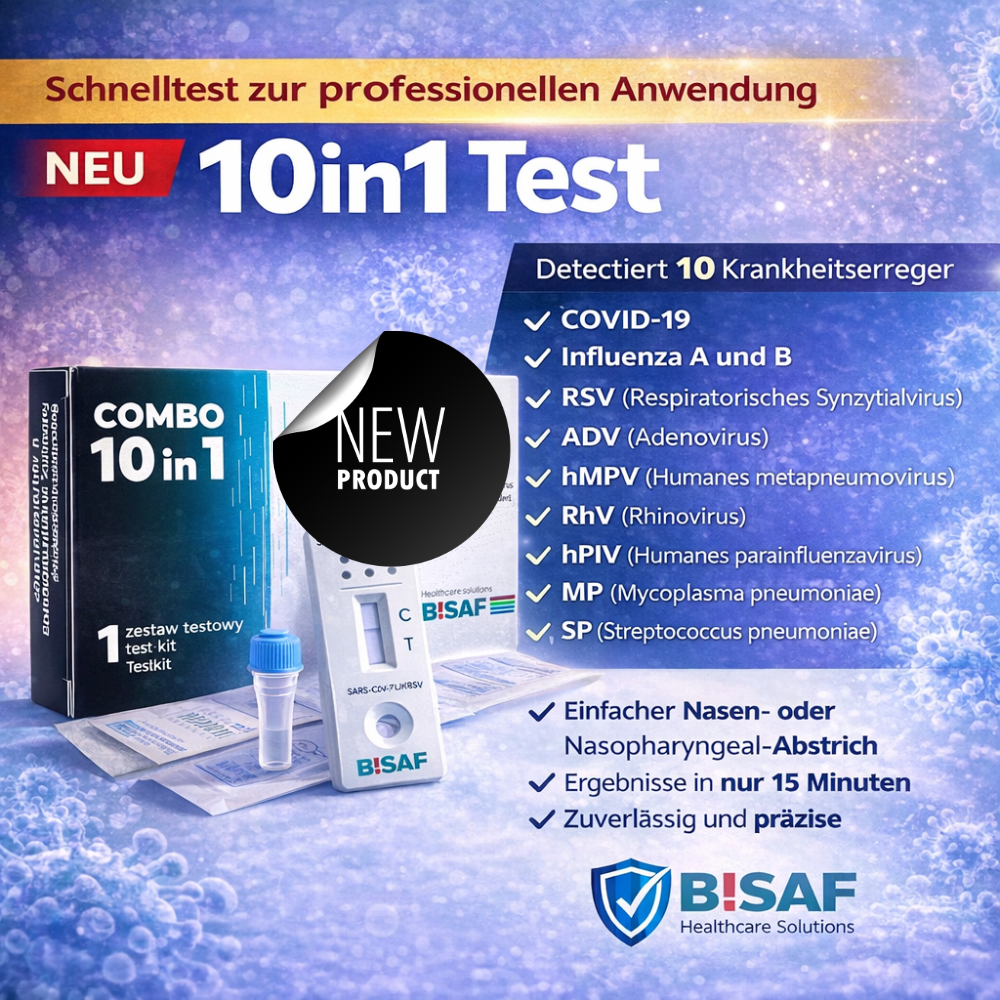 BISAF | 10in1 Test - Covid-19, Influenza A+B, RSV, ADV, hMPV, RhV, hPIV, MP, SP + Gratis Nanovio