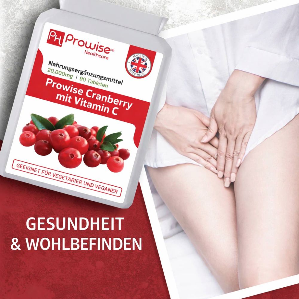 Prowise Healthcare Doppelte Stärke Cranberry 20.000 mg mit Vitamin C - 90 Tabletten