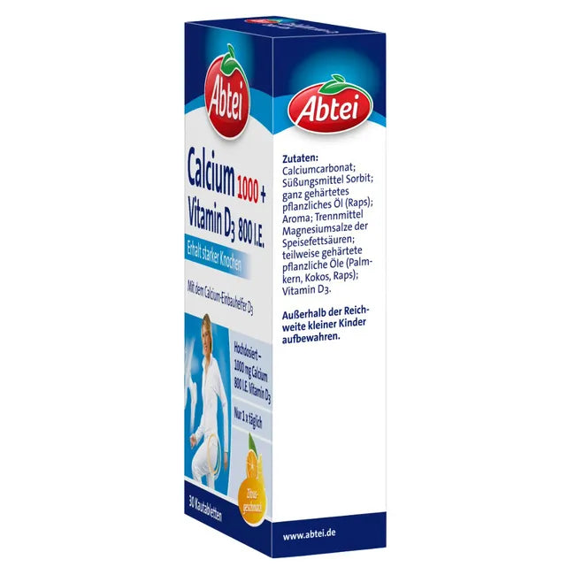 Abtei Calcium 1000 + Vitamin D3 - 30 Vital Kautabletten