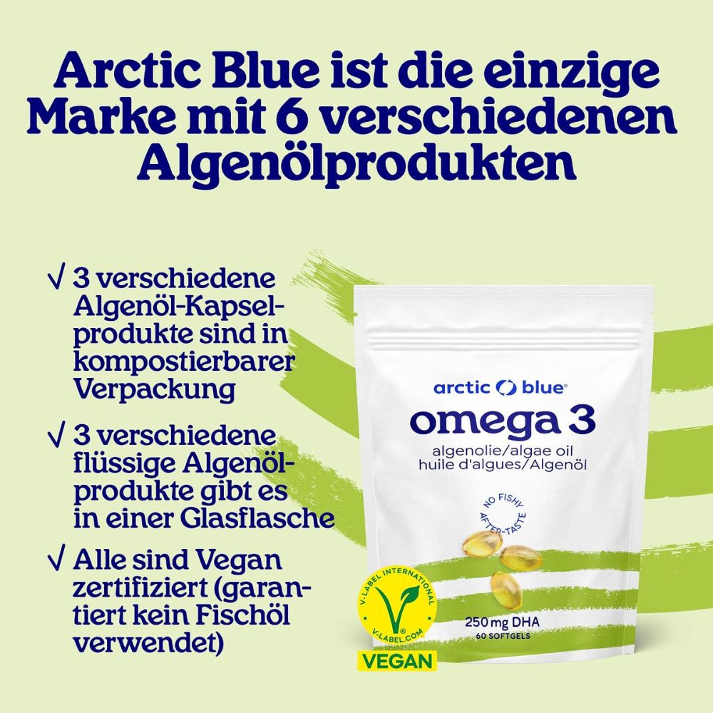Arctic Blue | Omega 3 Algenöl DHA - Vegan - 60 Weichkapseln