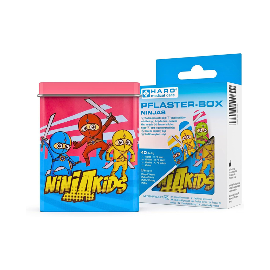 Haro | Kinderpflasterbox mit Ninjamotive - Ideal für empfindliche Kinderhaut