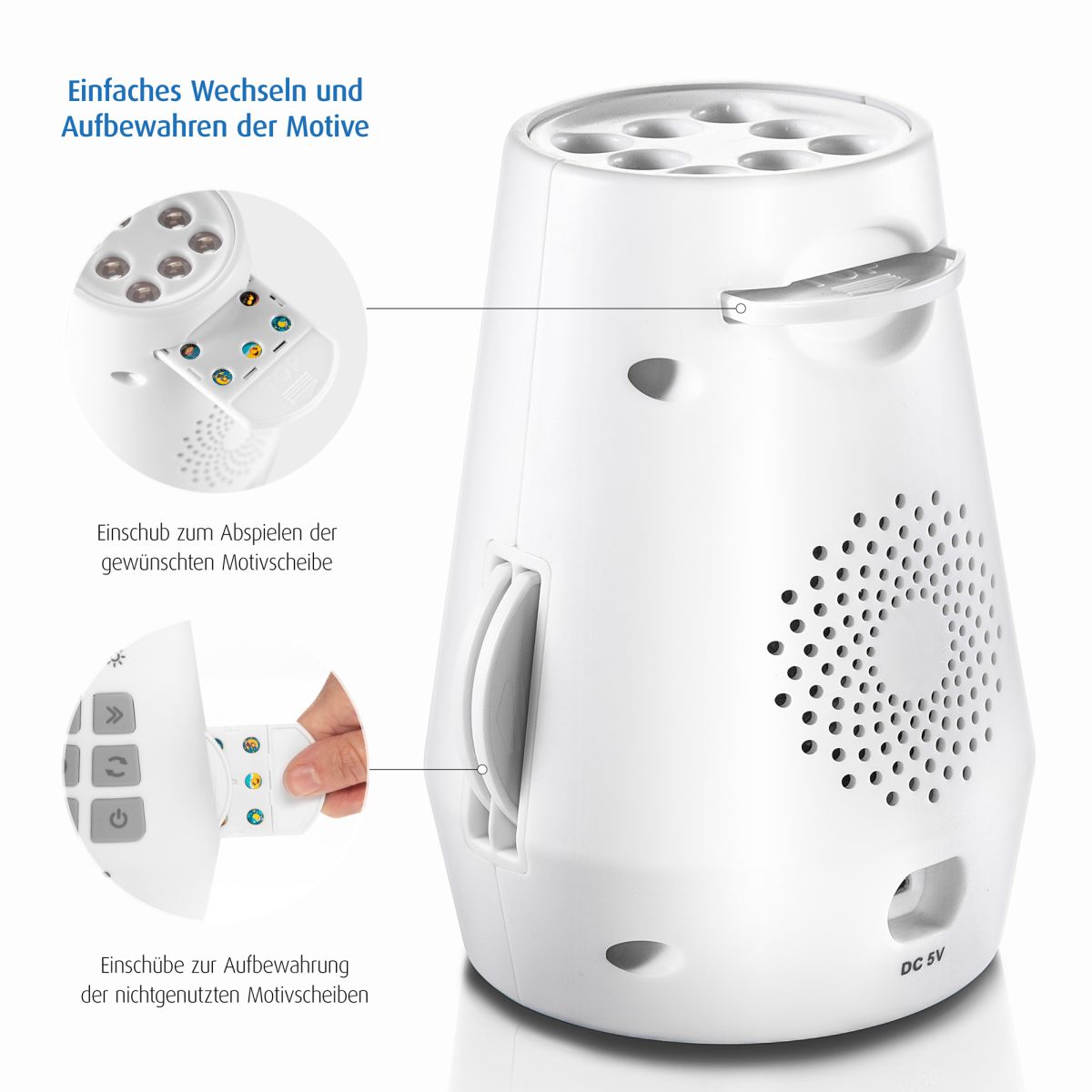 reer | DreamBeam Motivprojektor mit Einschlafliedern und Naturgeräuschen - Weiß