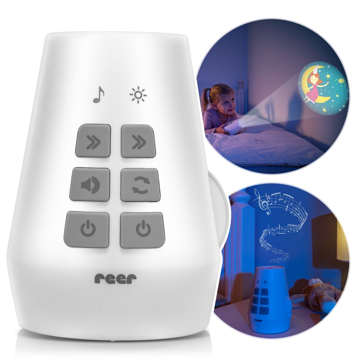reer | DreamBeam Motivprojektor mit Einschlafliedern und Naturgeräuschen - Weiß