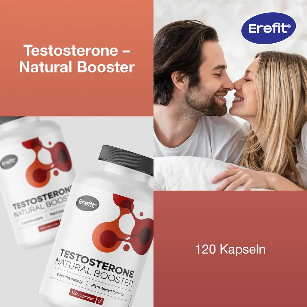 Erefit | Testosterone – Natural Booster – Alternative zu Viagra und Kamagra - 120 Kapseln