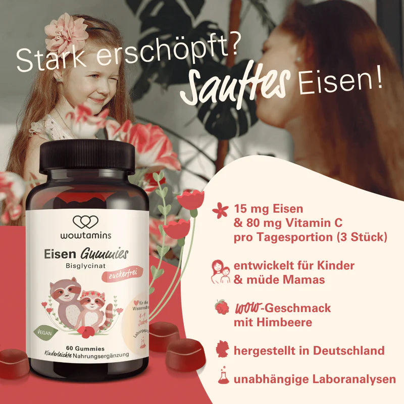 WOWTAMINS I Eisen Gummies I Bisglycinat + Vitamin C