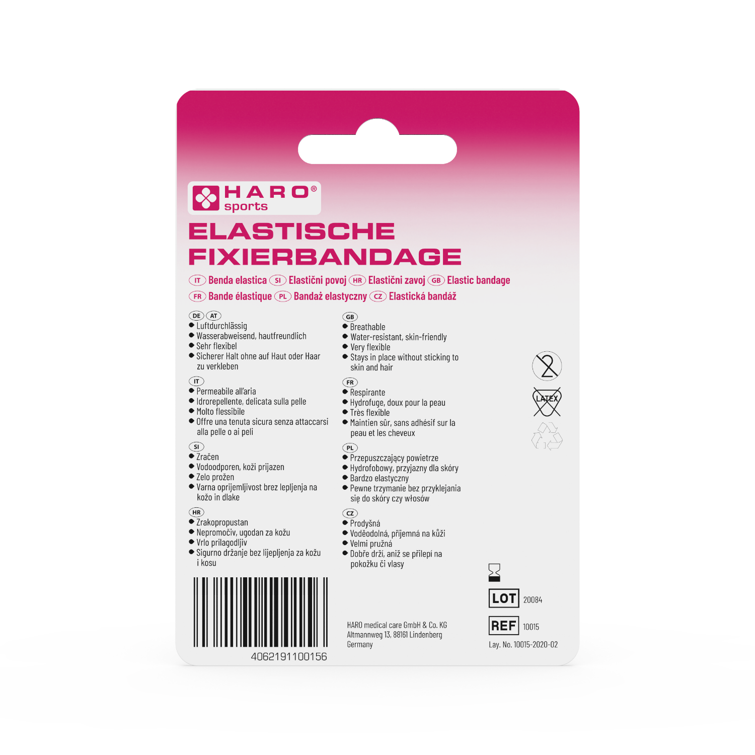 Haro | Elastische Fixierbandage - Pink 4,5m x 5cm