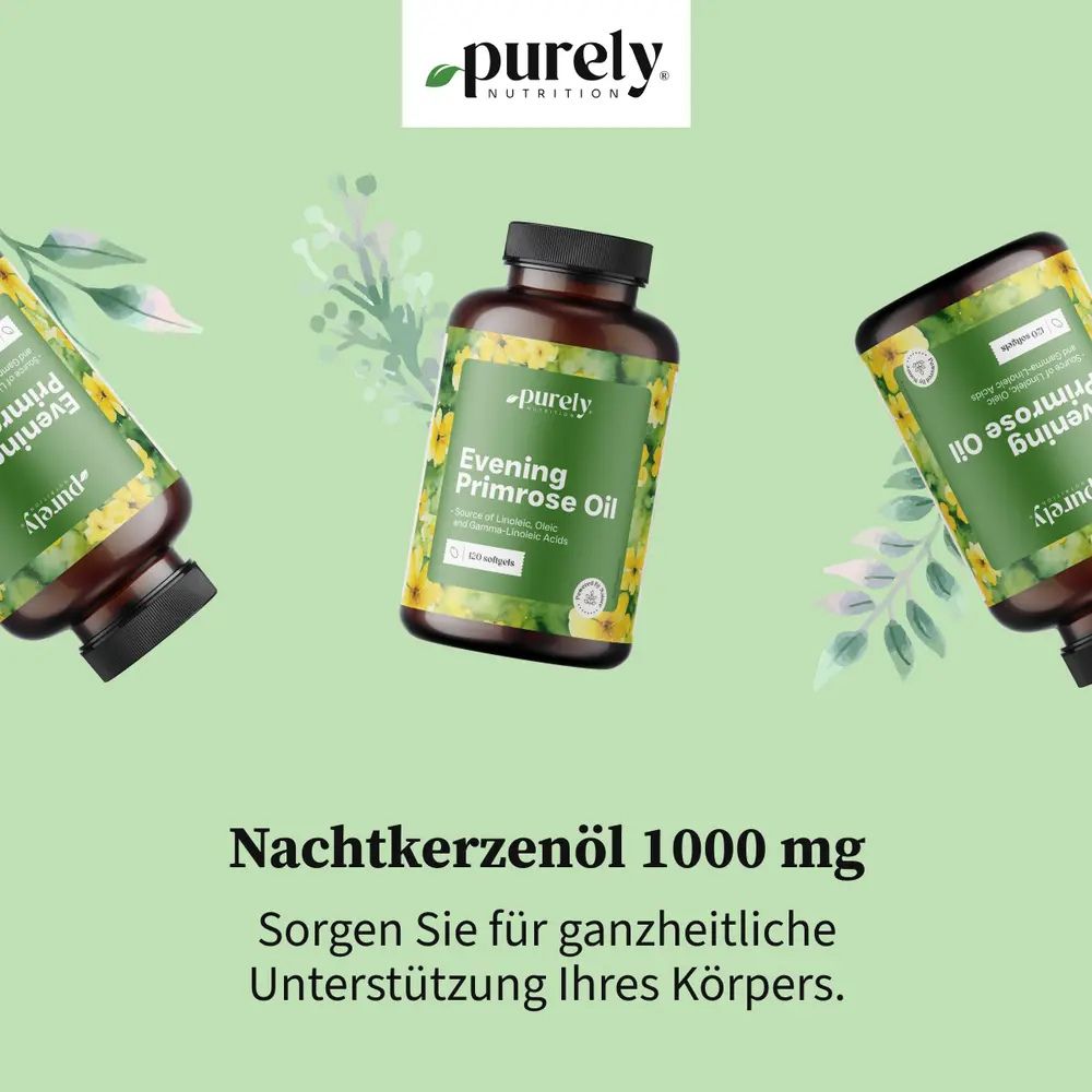 Purely | Evening Primrose Oil (Nachtkerzenöl) 1000 mg - 120 Weichkapseln
