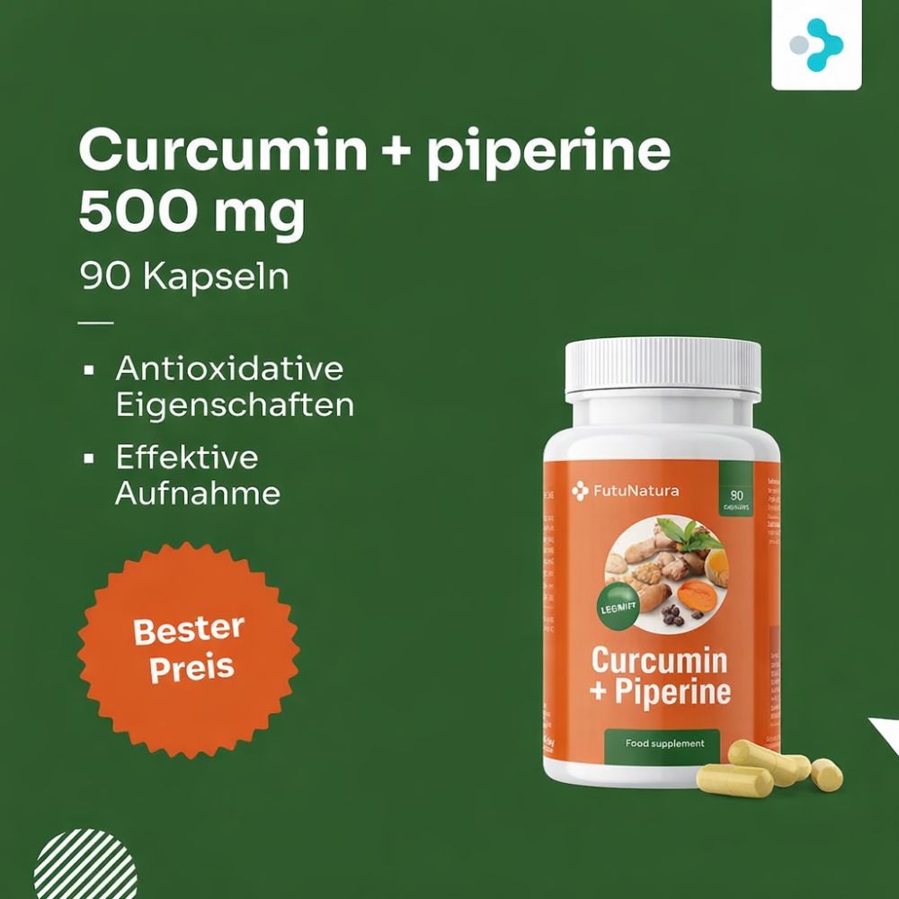 FutuNatura | Curcumin + Piperin 500 mg - Antioxidans - 90 Kapseln
