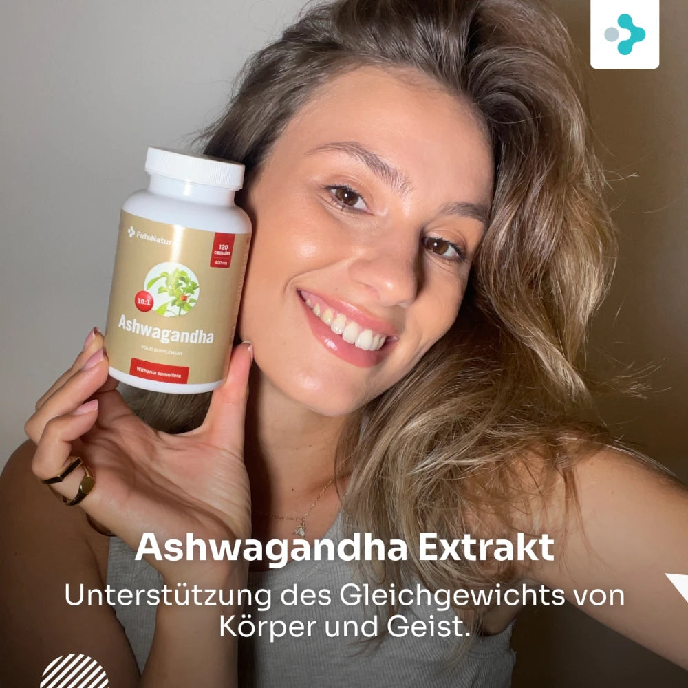 FutuNatura | Ashwagandha Extrakt - starker Extrakt 10:1 - Hormone - 120 Kapseln