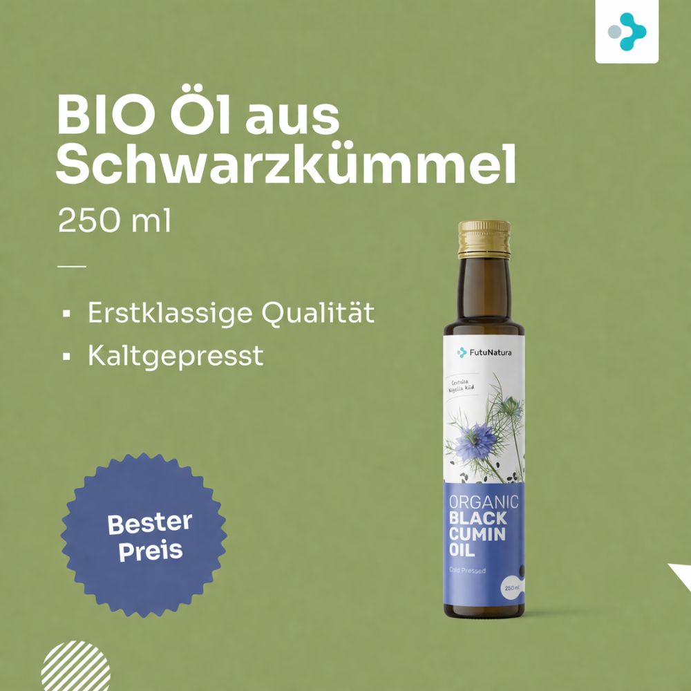 FutuNatura | BIO Schwarzkümmelöl für Allergien und Atemwege - 250ml