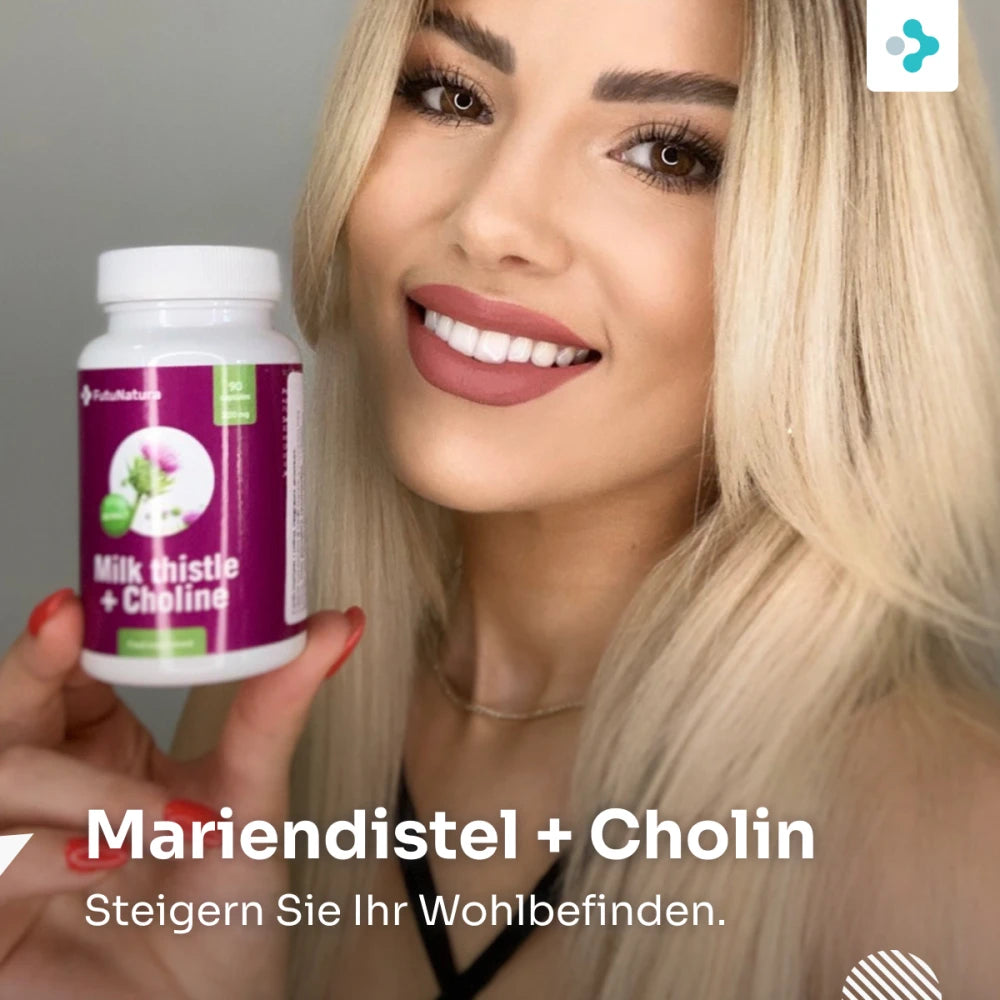 FutuNatura | Mariendistel (Silymarin) + Cholin zur Entgiftung der Leber - 90 Kapseln