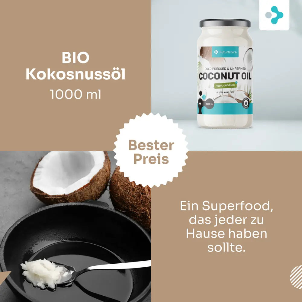 FutuNatura | BIO Kokosöl – kaltgepresst & unraffiniert - 1000ml