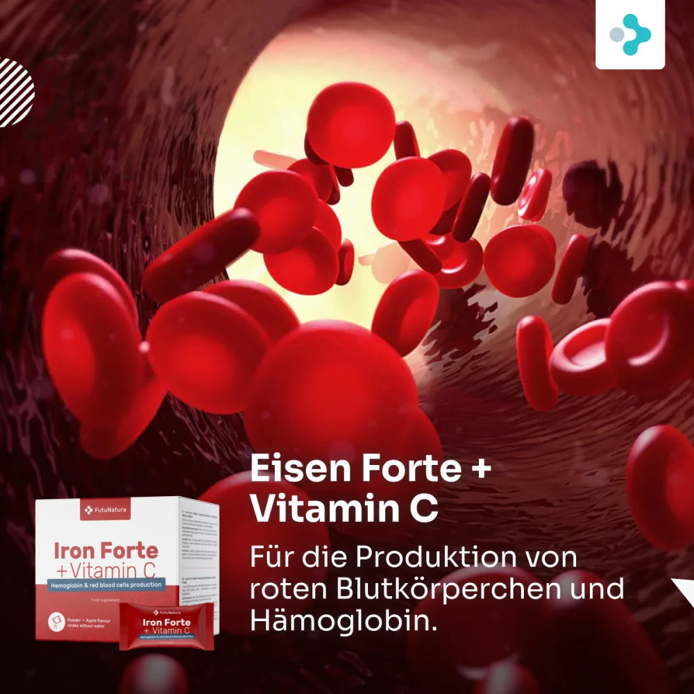 FutuNatura | Eisen Forte + Vitamin C DIRECT - Blut, Immunität, Energie - 30 Beutel