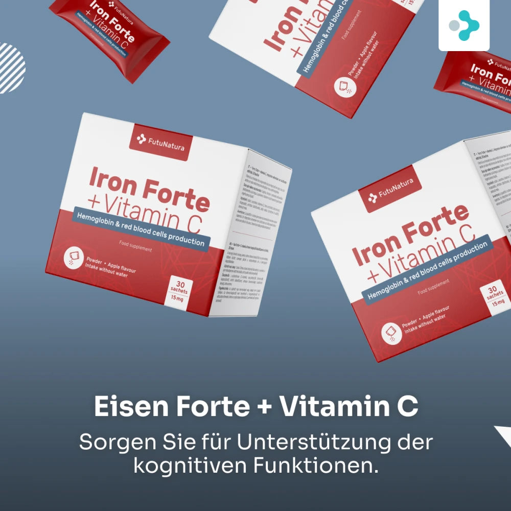 FutuNatura | Eisen Forte + Vitamin C DIRECT - Blut, Immunität, Energie - 30 Beutel