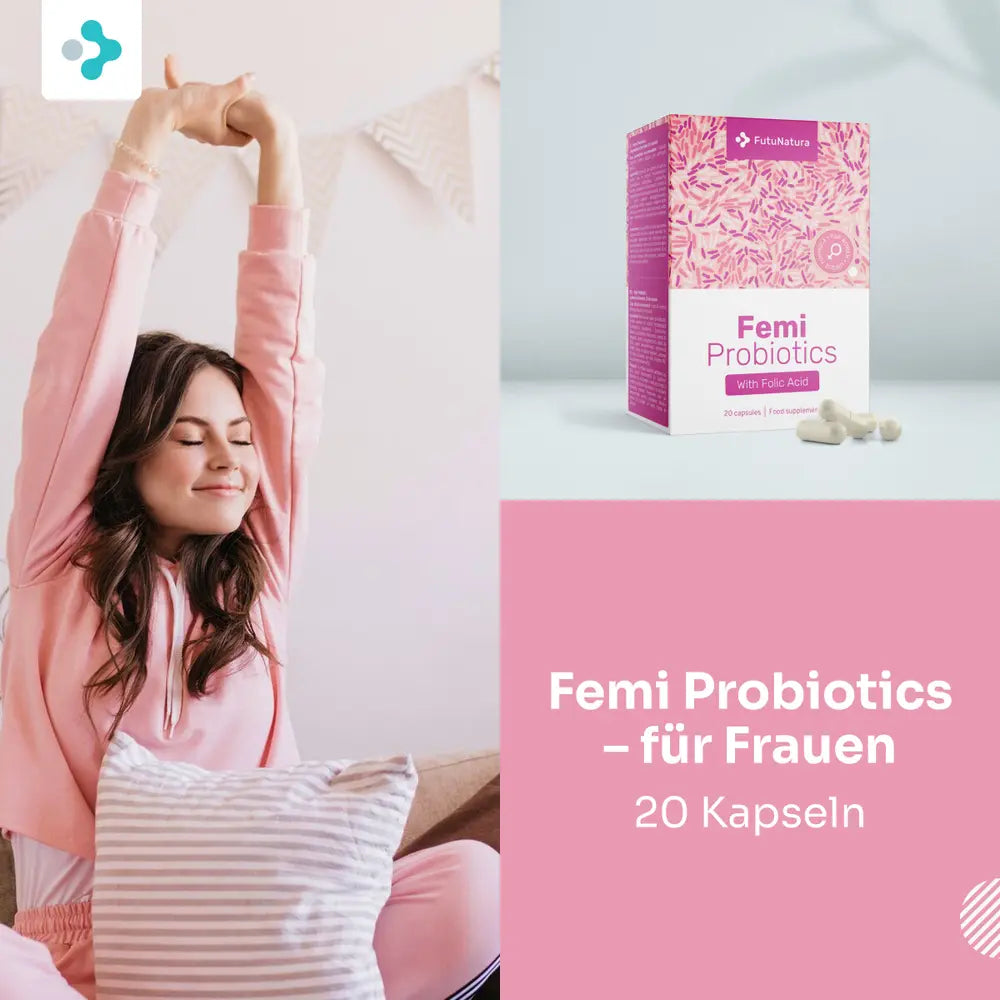 FutuNatura | Femi Probiotics mit Zusatz von Vitamin B9 – Folsäure – für Frauen - 20 Kapseln