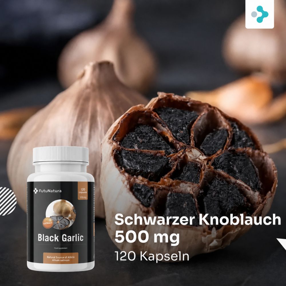 FutuNatura | Schwarzer Knoblauch 500 mg - Immunität und Blutkreislauf - 120 Kapseln