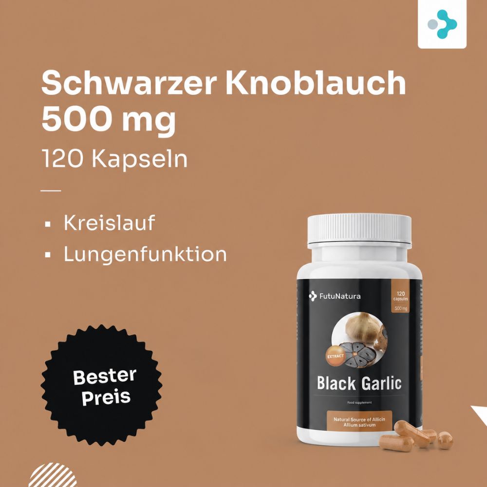 FutuNatura | Schwarzer Knoblauch 500 mg - Immunität und Blutkreislauf - 120 Kapseln