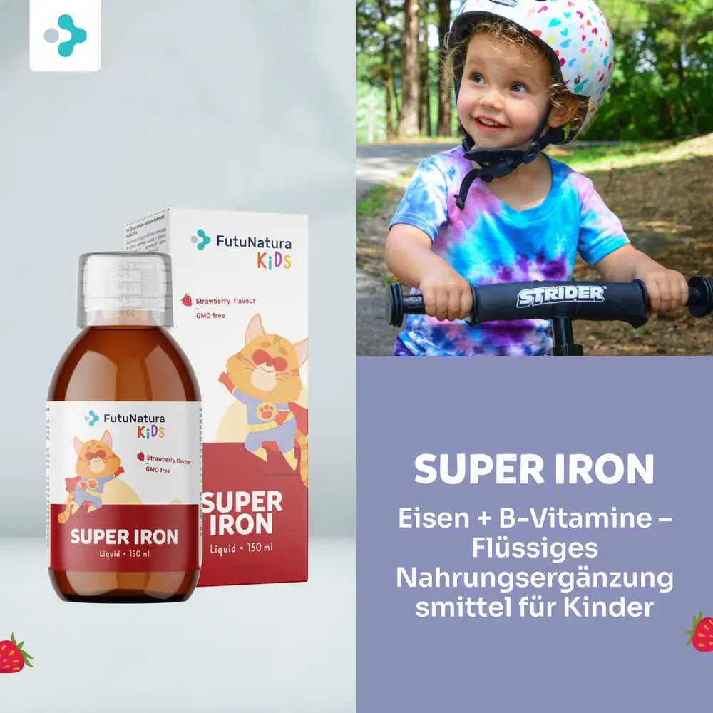 FutuNatura | Super Iron: Eisen + B-Vitamine – Flüssige Nahrungsergänzung für Kinder