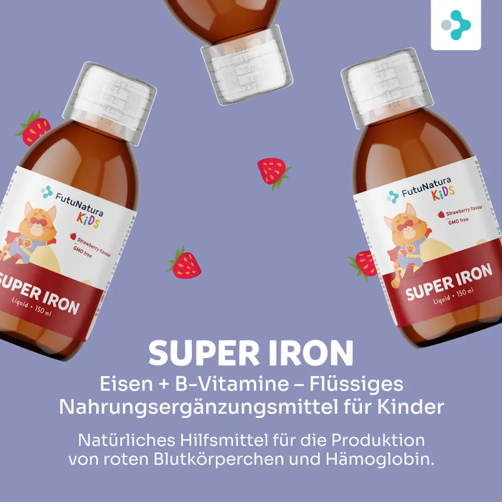 FutuNatura | Super Iron: Eisen + B-Vitamine – Flüssige Nahrungsergänzung für Kinder