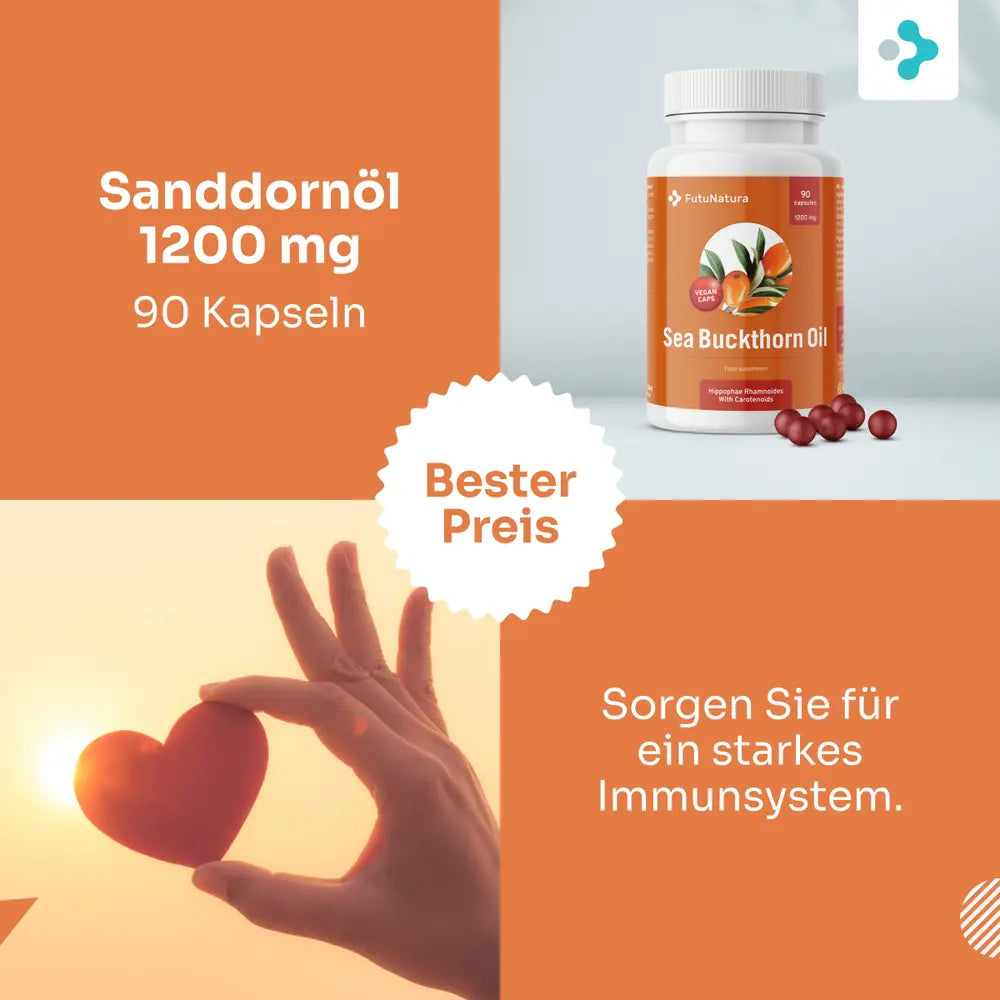 FutuNatura | Sanddornöl 1200 mg - Verdauung, Immunsystem und Herz-Kreislauf - 90 Kapseln