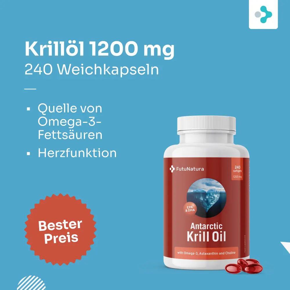 FutuNatura | Omega-3 Krillöl für Herz und Leber - 90 / 240 Weichkapseln