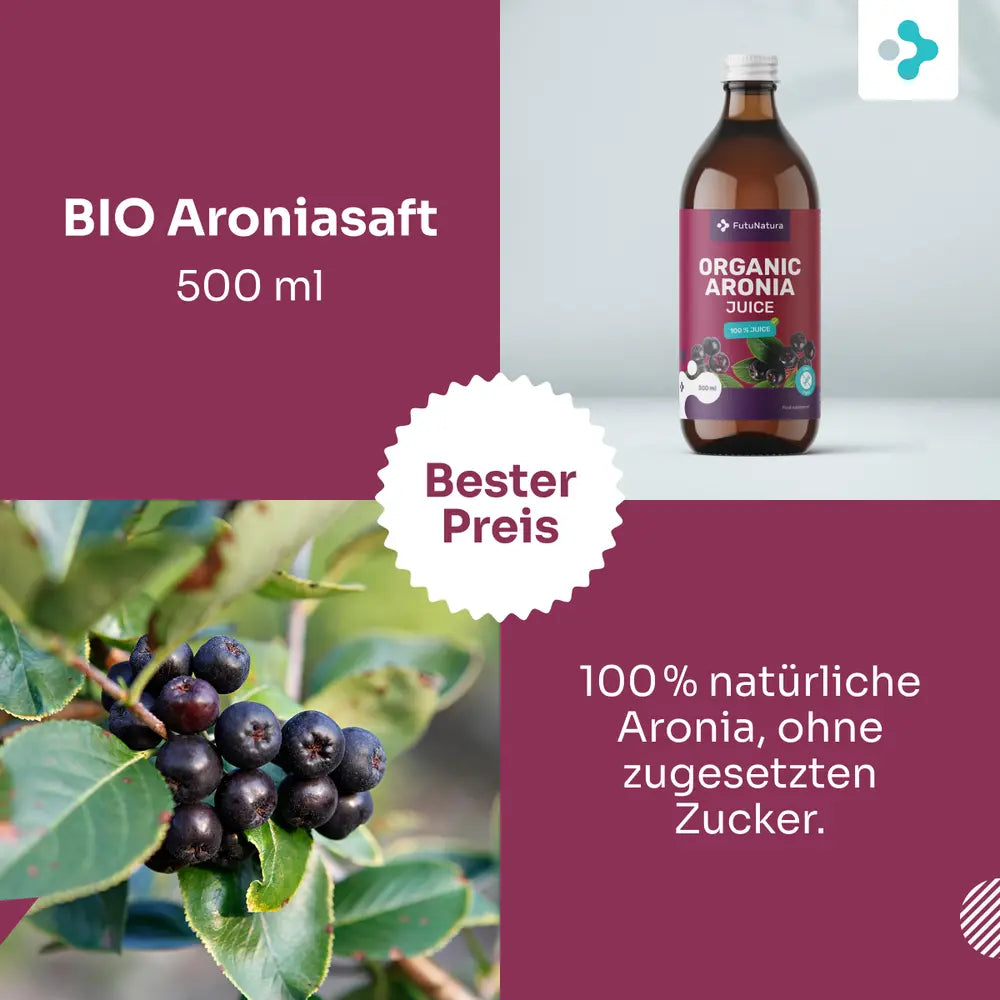 FutuNatura | BIO Aroniasaft – 100 % Direktsaft - 500 ml