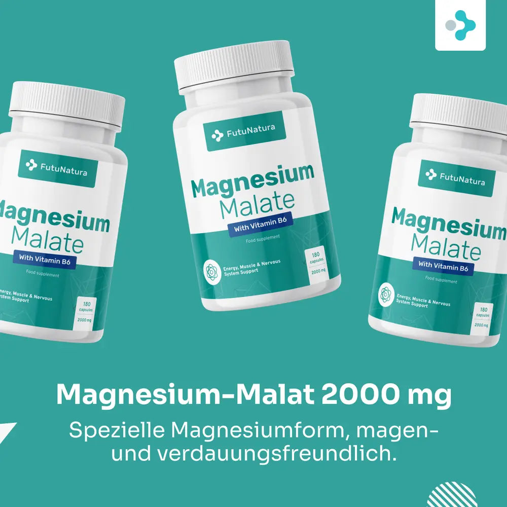 FutuNatura | Magnesium-Malat 2000 mg + Vitamin B6 - 180 Kapseln