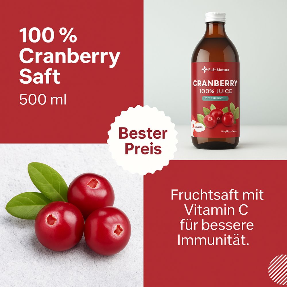 FutuNatura | 100 % Cranberrysaft für Blase und Harnwege - 500ml