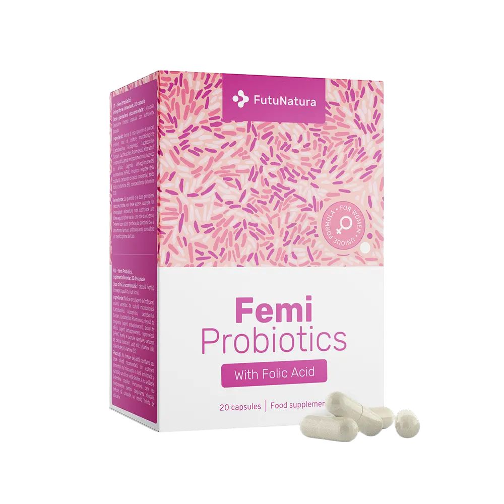 FutuNatura | Femi Probiotics mit Zusatz von Vitamin B9 – Folsäure – für Frauen - 20 Kapseln