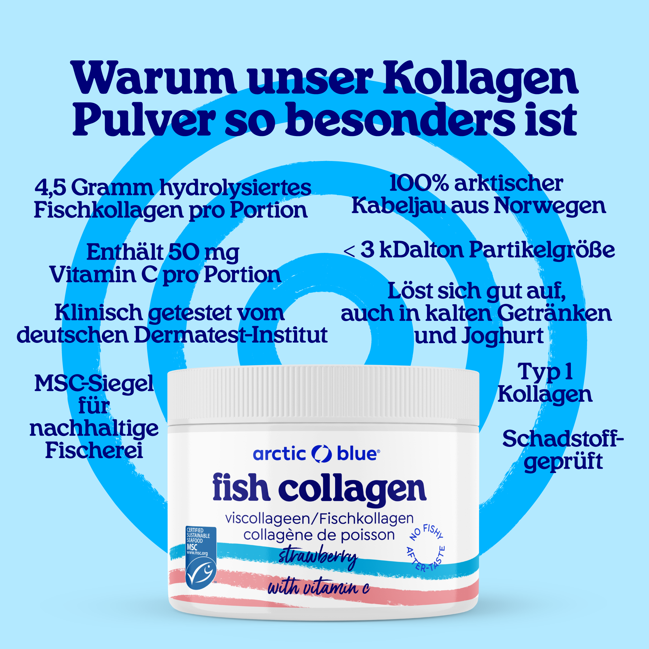 Arctic Blue Fischkollagen-Pulver Erdbeere