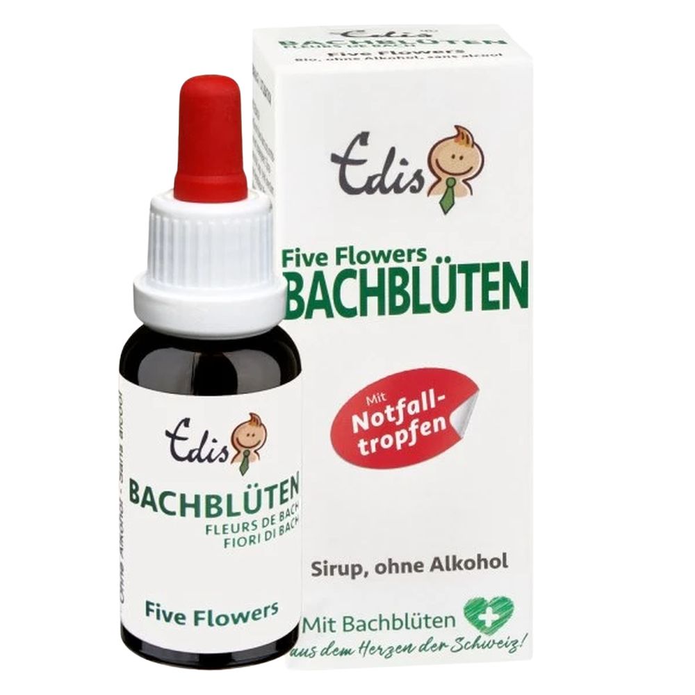 Edis | Five Flowers Notfall Bio Bachblüten alkoholfreie Tropfen - 20 ml