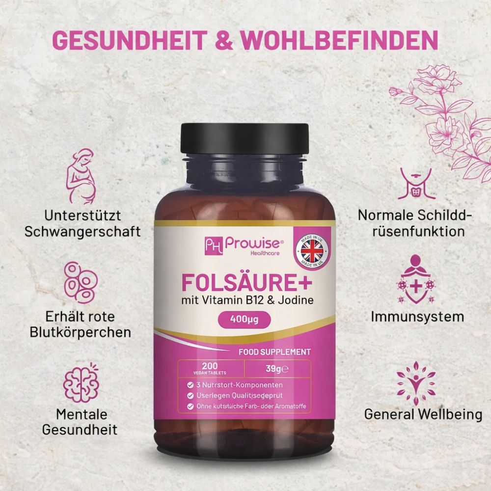 Prowise Healthcare | Folsäuretabletten Vitamin B9 400 µg – 400 vegane Tabletten