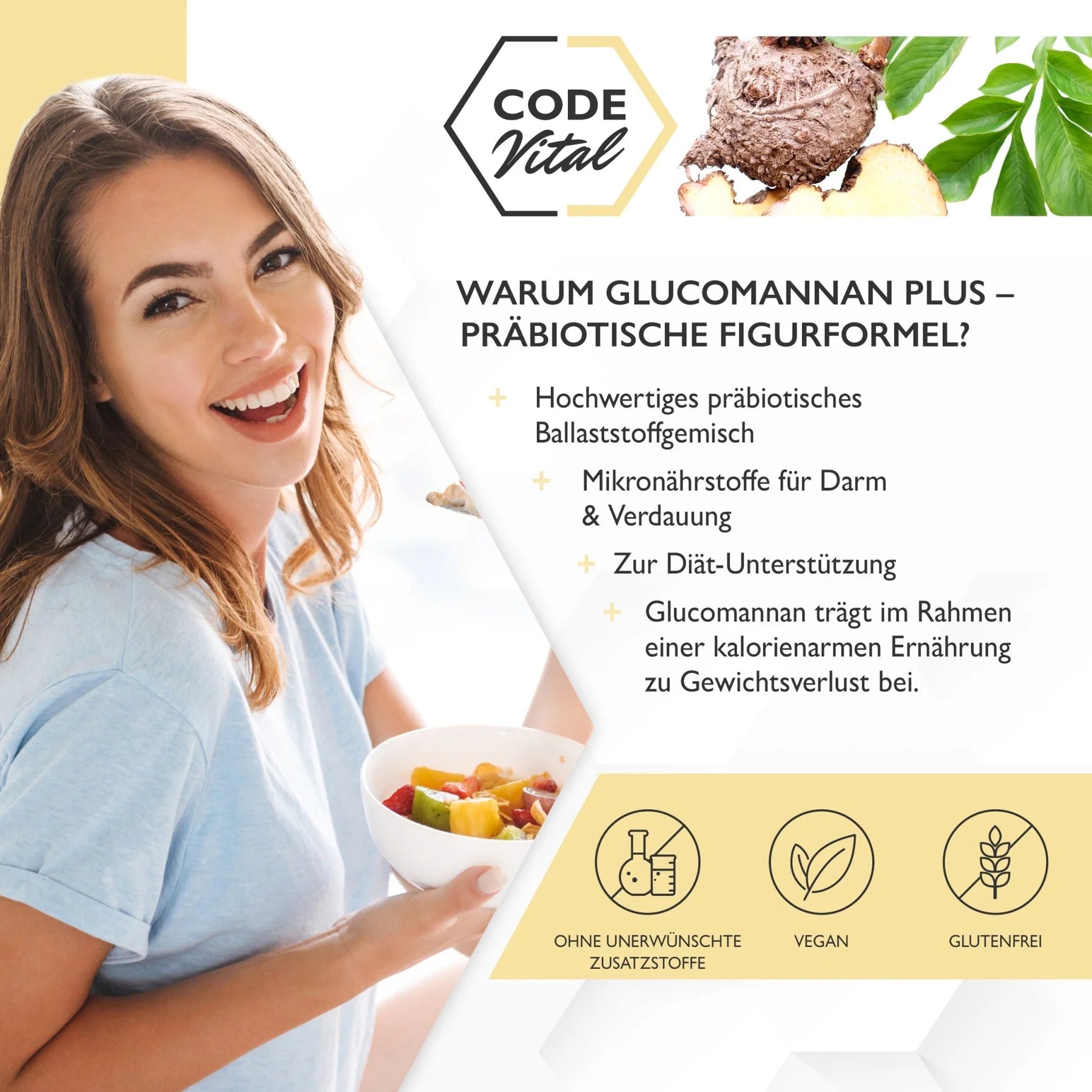 Code Vital Glucomannan Plus - Präbiotische Figurformel + Sättigungseffekt