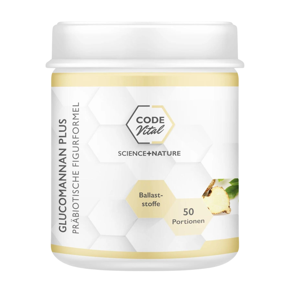 Code Vital | Glucomannan Plus - Präbiotische Figurformel + Sättigungseffekt - 250g