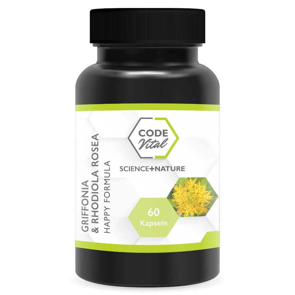 Code Vital | Griffonia & Rhodiola Rosea - Happy Formula - 100 % natürliche Glücks-Formel