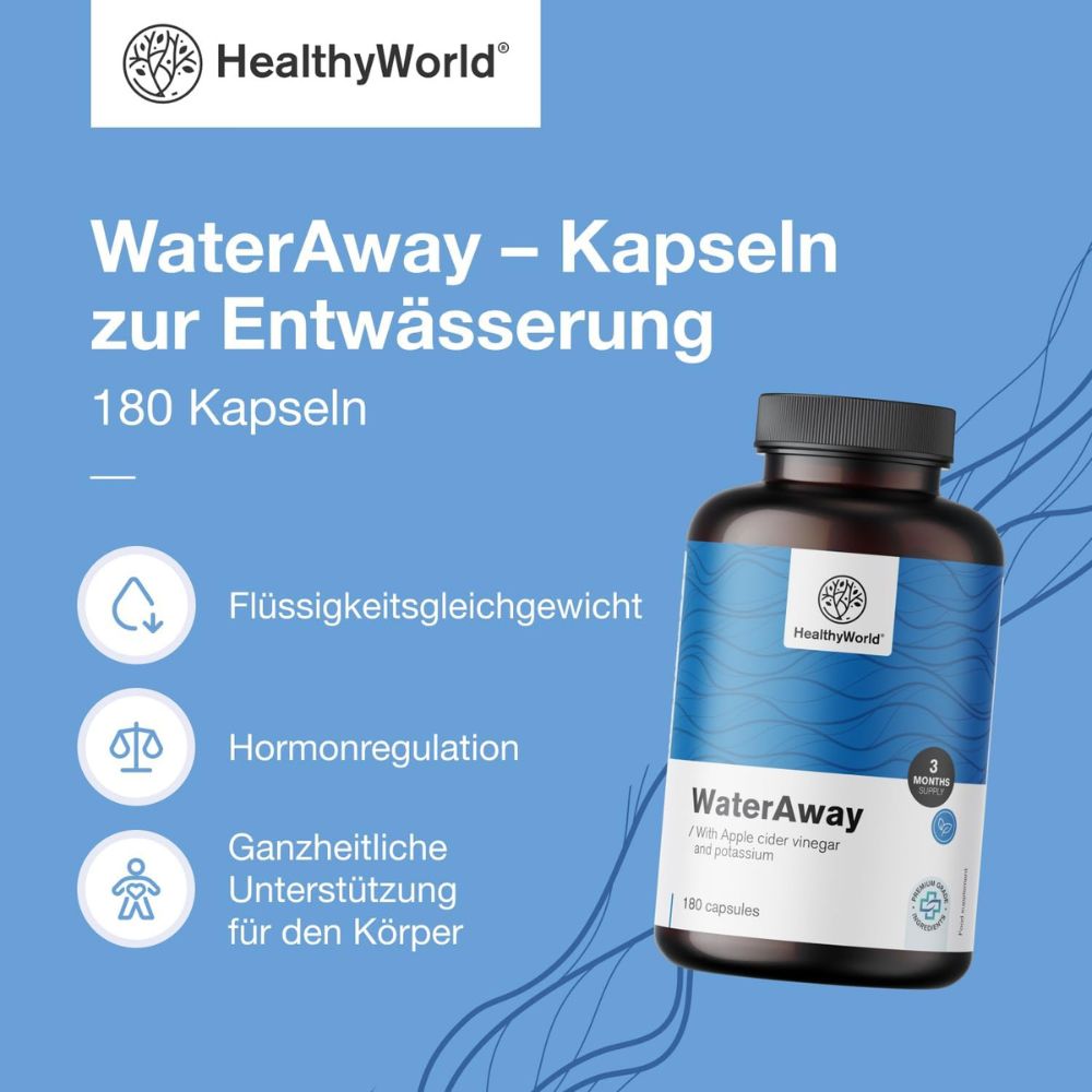 HealthyWorld | WaterAway – Kapseln zur Entwässerung - 180 Kapseln