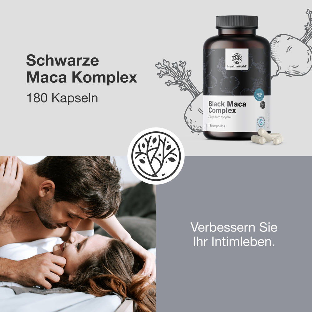 HealthyWorld | Schwarze Maca Komplex 5000 mg - 180 Kapseln